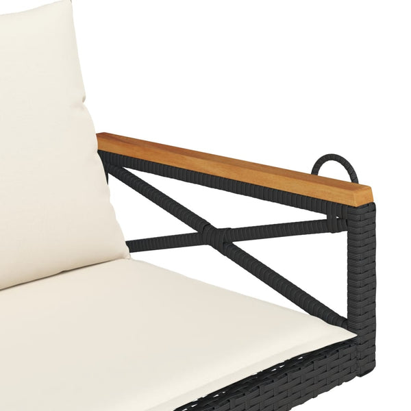 Vidaxl Swing Bench With Cushions Black 109X62x40cm Poly Rattan Swing Seats