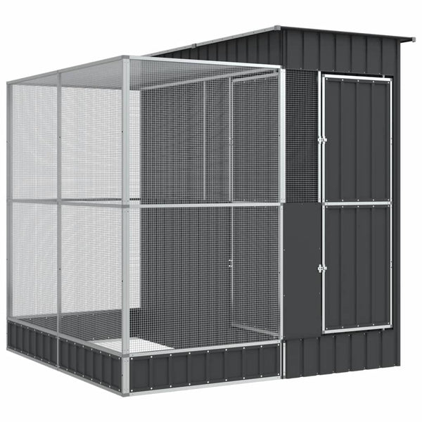Vidaxl Aviary With Extension Silver 209X203x216 Cm Steel Bird Cages