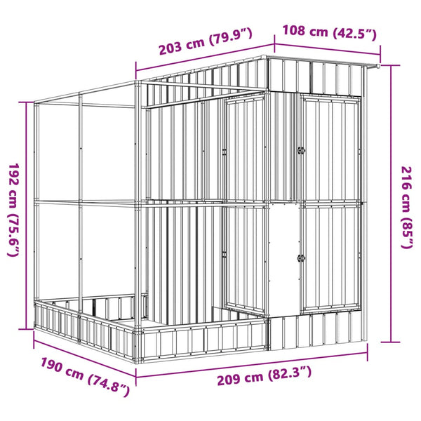 Vidaxl Aviary With Extension Silver 209X203x216 Cm Steel Bird Cages