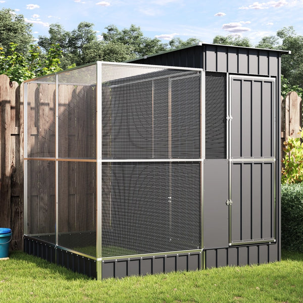 Vidaxl Aviary With Extension Silver 209X203x216 Cm Steel Bird Cages