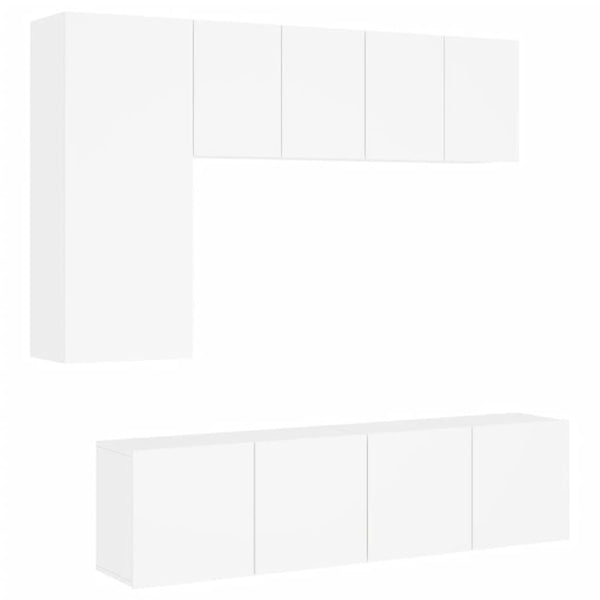 5 Piece Tv Wall Units White Engineered Wood Tv Stands & Entertainment Units