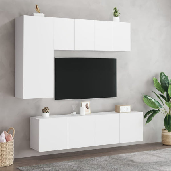 5 Piece Tv Wall Units White Engineered Wood Tv Stands & Entertainment Units