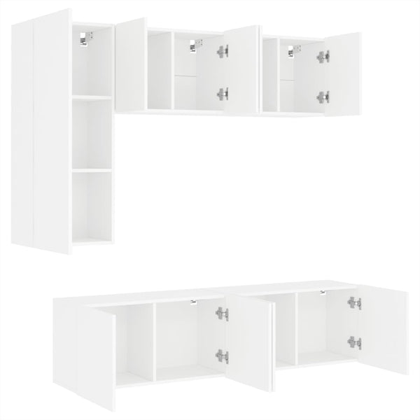 5 Piece Tv Wall Units White Engineered Wood Tv Stands & Entertainment Units
