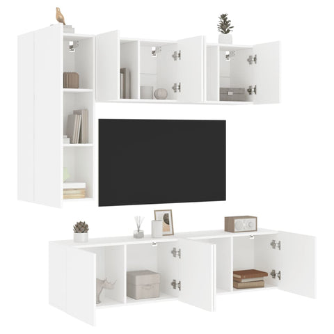 5 Piece Tv Wall Units White Engineered Wood Tv Stands & Entertainment Units