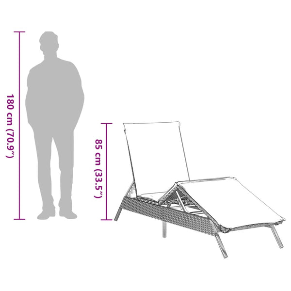 Vidaxl Sun Loungers 2 Pcs With Table Grey Poly Rattan Other Patio & Garden Furniture