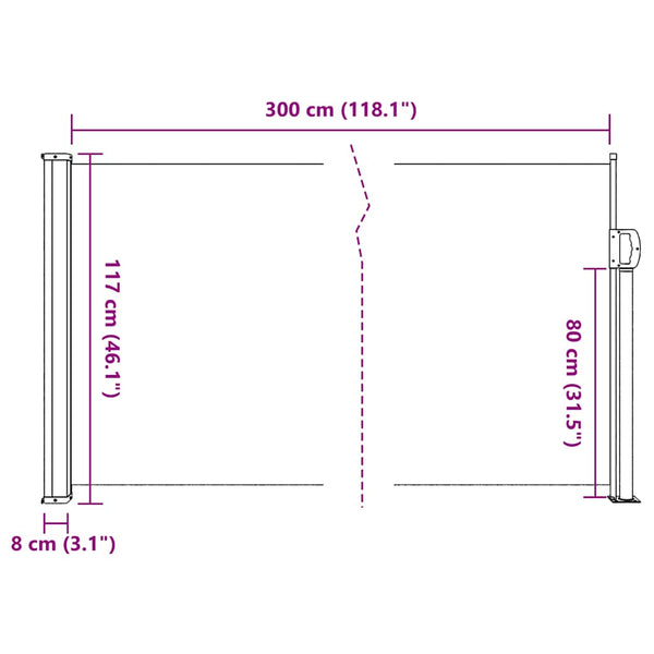 Vidaxl Retractable Side Awning Black 117X300 Cm Awning & Canopy Parts