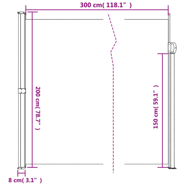 Retractable Side Awning Black 200X300 Cm Awning & Canopy Parts