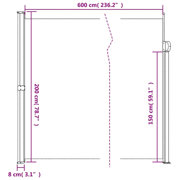 Vidaxl Retractable Side Awning Black 200X600 Cm Awning & Canopy Parts