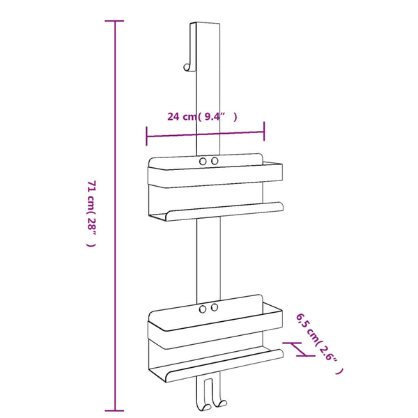 Vidaxl Hanging Shower Caddy Brushed 304 Stainless Steel Bath Caddies & Trays
