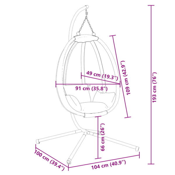 Vidaxl Hanging Egg Chair With Stand Anthracite Fabric And Steel Patio Chairs