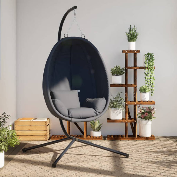 Vidaxl Hanging Egg Chair With Stand Anthracite Fabric And Steel Patio Chairs