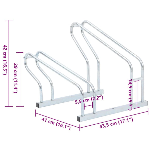 Bicycle Stand For 2 Bikes Floor Freestanding Galvanised Steel Bicycle Stands & Storage