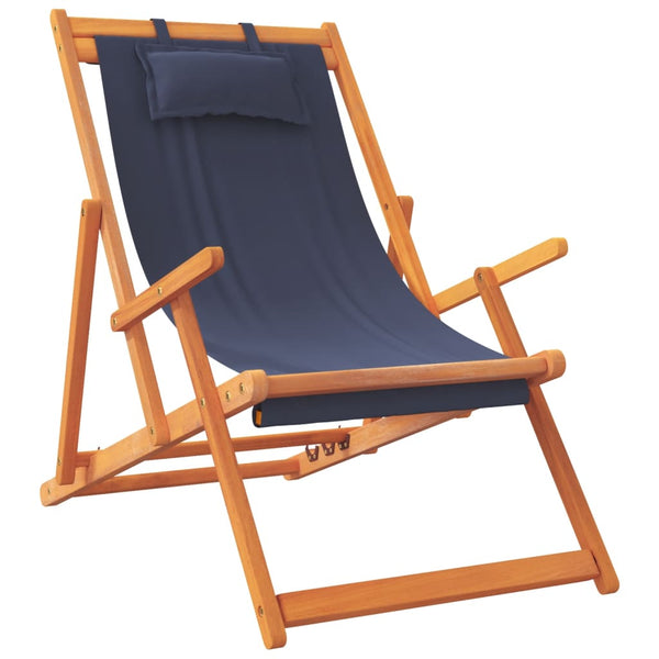 Vidaxl Folding 2 Pcs Blue Fabric Beach Chairs