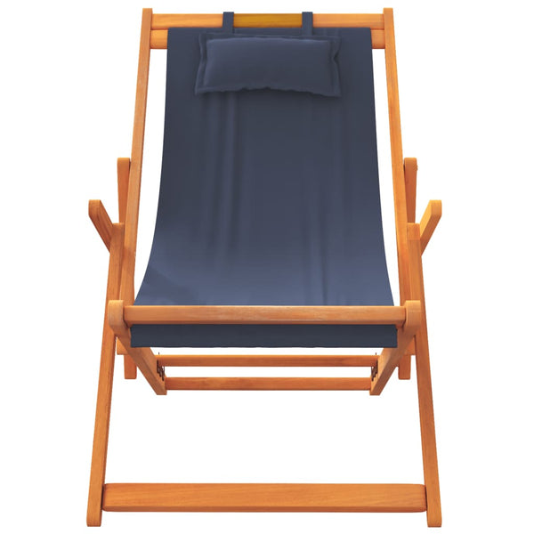 Vidaxl Folding 2 Pcs Blue Fabric Beach Chairs