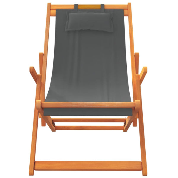 Vidaxl Folding 2 Pcs Grey Fabric Beach Chairs