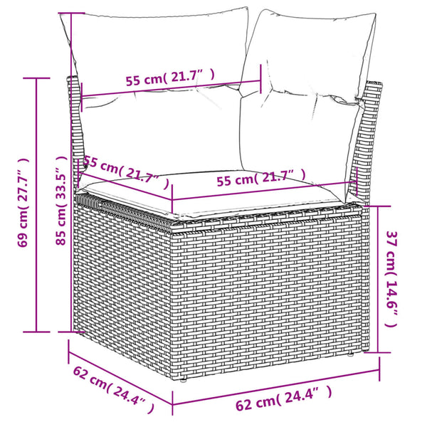 Vidaxl 11 Piece Garden Sofa Set With Cushions Grey Poly Rattan Other Patio & Garden Furniture