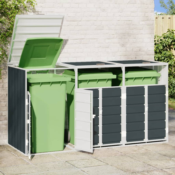 Vidaxl Wheelie Bin Storage For Triple Bins Anthracite 216X81x115 Cm Steel Storage Bins & Baskets