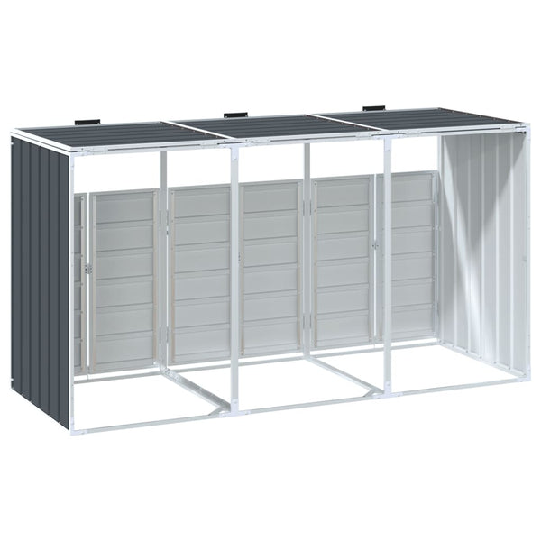 Vidaxl Wheelie Bin Storage For Triple Bins Anthracite 216X81x115 Cm Steel Storage Bins & Baskets