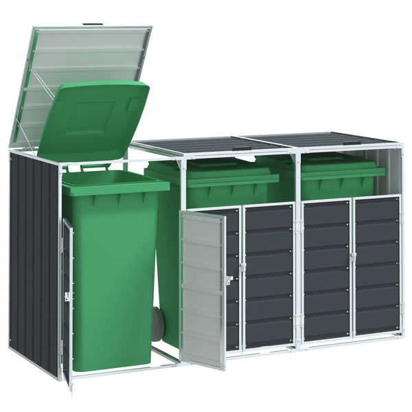 Vidaxl Wheelie Bin Storage For Triple Bins Anthracite 216X81x115 Cm Steel Storage Bins & Baskets