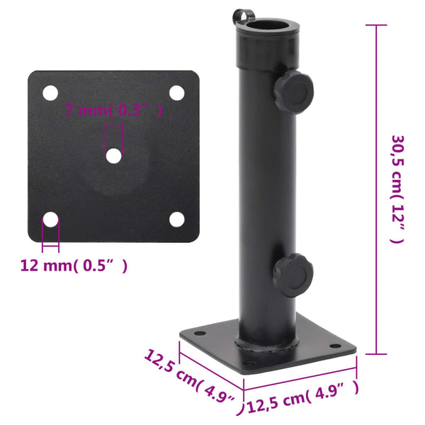 Parasol Base For 38/48 Mm Pole Matt Black Steel Patio Umbrellas