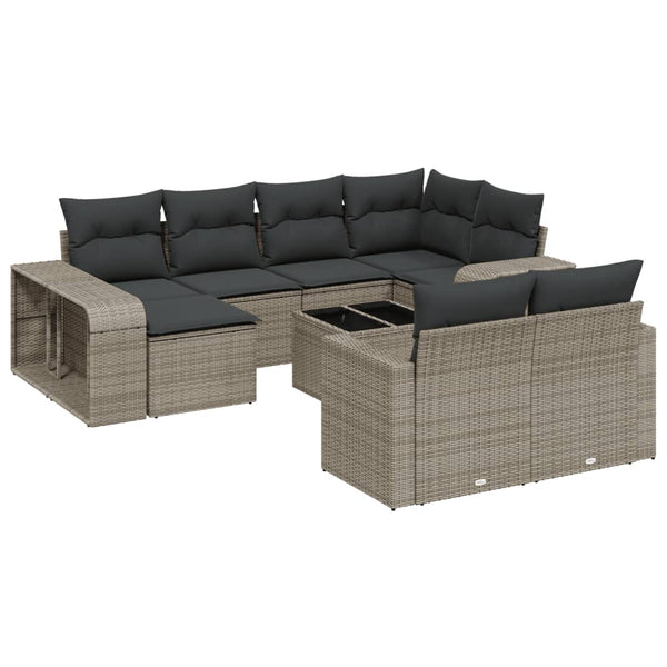 Vidaxl 11 Piece Garden Sofa Set With Cushions Grey Poly Rattan Other Patio & Garden Furniture