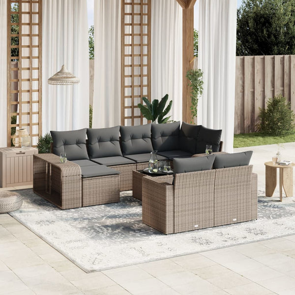 Vidaxl 11 Piece Garden Sofa Set With Cushions Grey Poly Rattan Other Patio & Garden Furniture