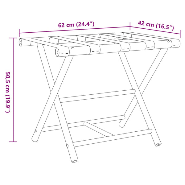 Folding Luggage Rack 62X42x50.5 Cm Bamboo Other Luggage