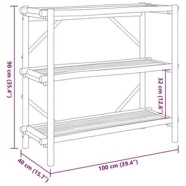 Vidaxl 3 Layer Shelf 100X40x90 Cm Bamboo Storage Units