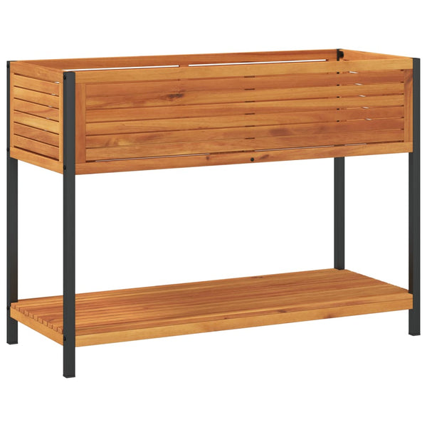 Vidaxl Garden Planter With Shelf 110X45x80 Cm Solid Wood Acacia And Steel Planters & Vases