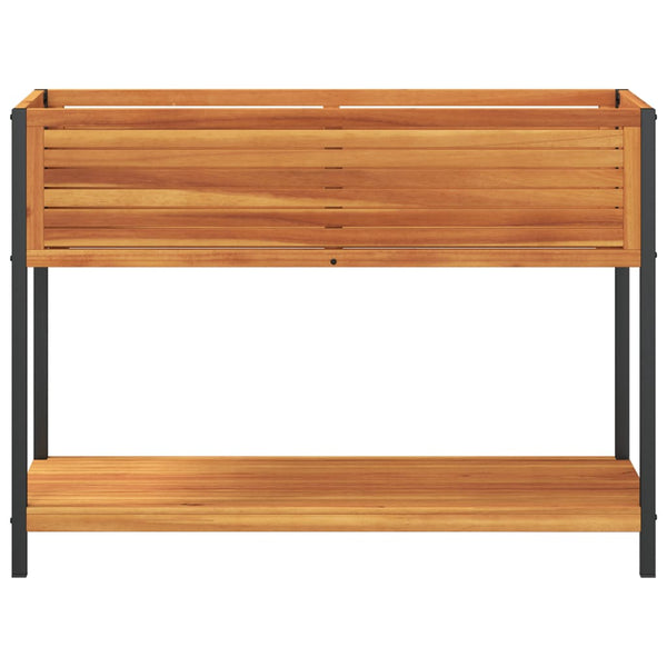 Vidaxl Garden Planter With Shelf 110X45x80 Cm Solid Wood Acacia And Steel Planters & Vases