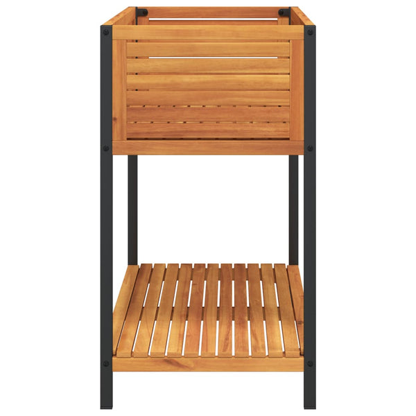 Vidaxl Garden Planter With Shelf 110X45x80 Cm Solid Wood Acacia And Steel Planters & Vases