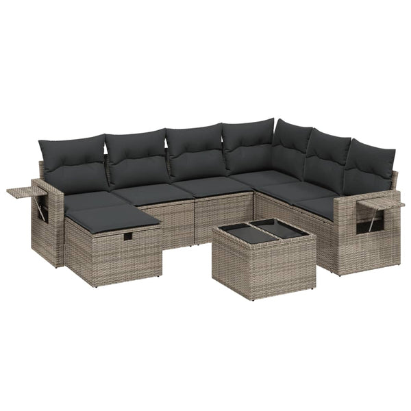 Vidaxl 8 Piece Garden Sofa Set With Cushions Grey Poly Rattan Patio Furniture Sets