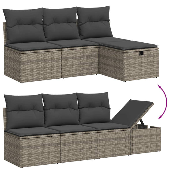 Vidaxl 8 Piece Garden Sofa Set With Cushions Grey Poly Rattan Patio Furniture Sets