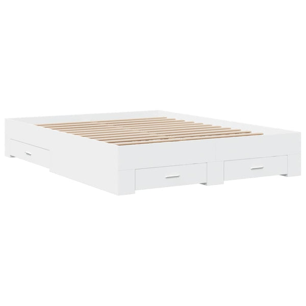 Vidaxl Bed Frame With Drawers Without Mattress White 150X200 Cm Queen Bed Frames