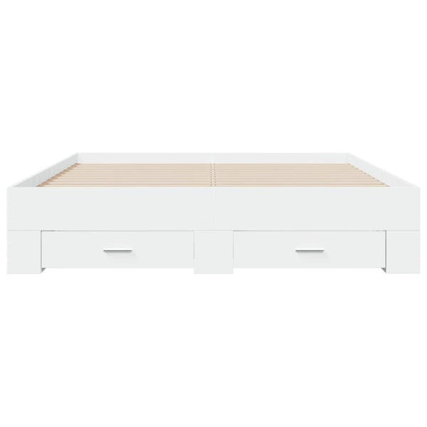 Vidaxl Bed Frame With Drawers Without Mattress White 150X200 Cm Queen Bed Frames