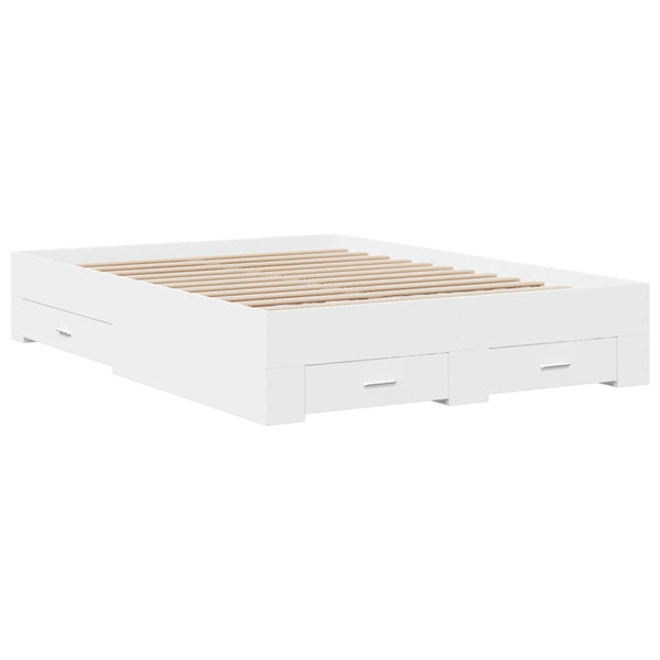 Vidaxl Bed Frame With Drawers Without Mattress White 135X190 Cm Double Bed Frames