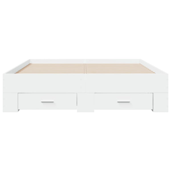 Vidaxl Bed Frame With Drawers Without Mattress White 135X190 Cm Double Bed Frames