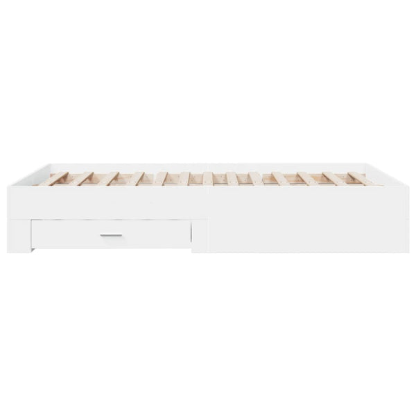 Vidaxl Bed Frame With Drawers Without Mattress White 135X190 Cm Double Bed Frames