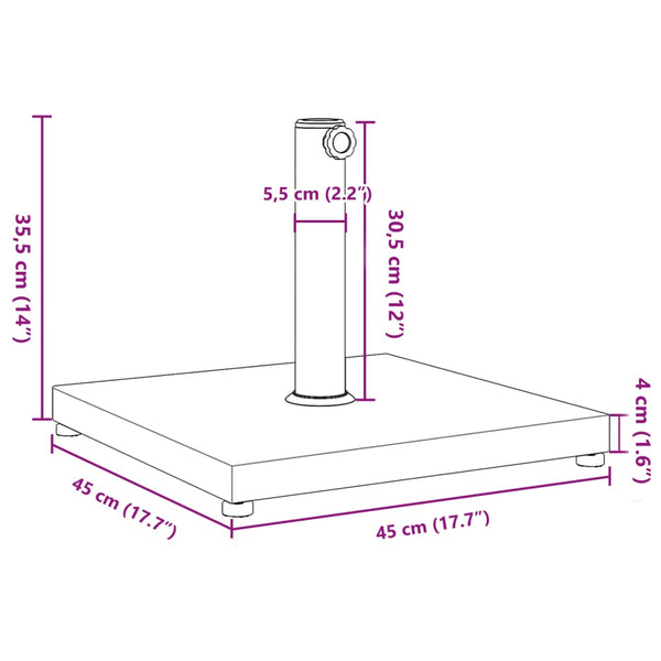 Vidaxl Parasol Base For 32/38/48 Mm Poles 18 Kg Square Patio Umbrellas