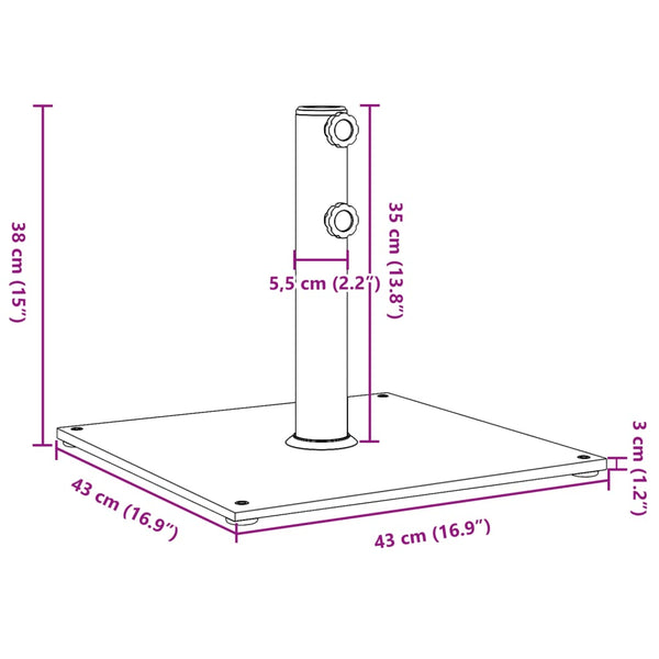 Parasol Base For 32/38/48 Mm Poles 17 Kg Square Patio Umbrellas