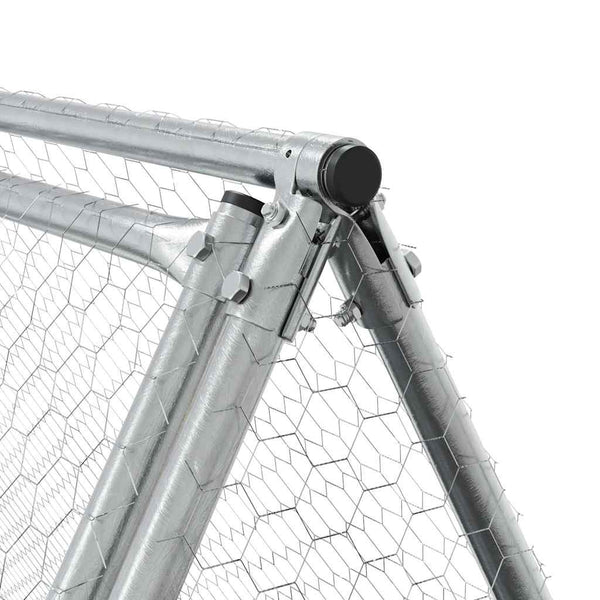 Vidaxl Rabbit Hutch Silver 400X105x91 Cm Galvanised Steel Small Animal Cages & Hutches