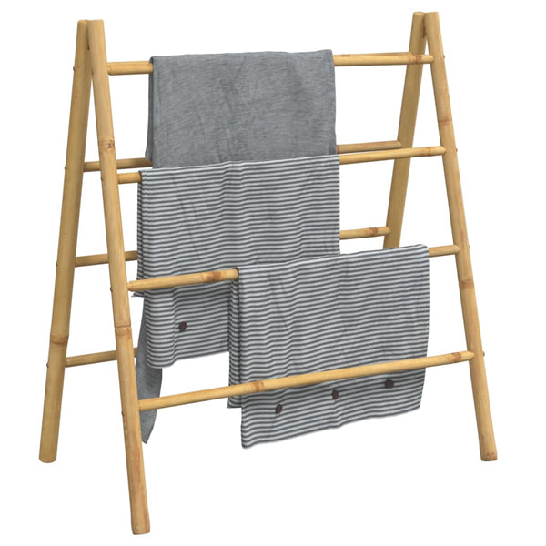 Double Towel Ladder With 4 Rungs 90X50x100 Cm Bamboo Towel Racks