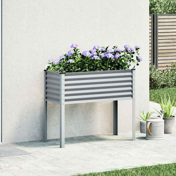 Vidaxl Garden Planter Grey 100X45x90 Cm Steel Planters & Vases