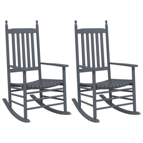 Rocking With Curved Seats 2 Pcs Grey Solid Wood Poplar Chairs
