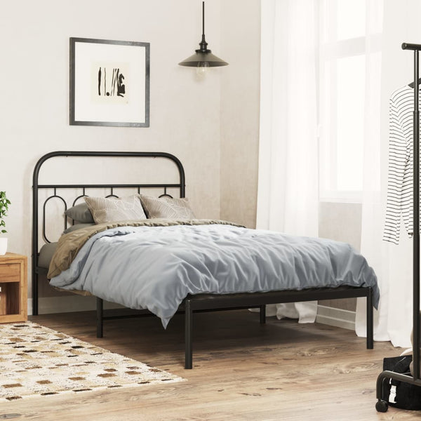 Metal Bed Frame Without Mattress Headboard Black 107X203 Cm King Single King Single Bed Frames