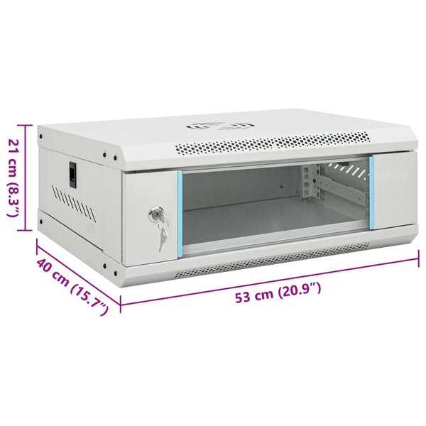Vidaxl 4U Wall Mounted Network Cabinet 19" Ip20 53X40x21 Cm Rackmount Cabinets & Frames