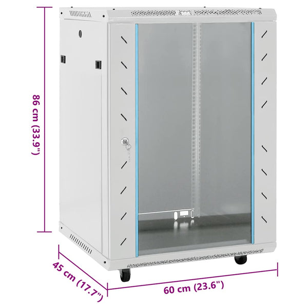 Vidaxl 15U Network Cabinet With Swivel Feet 19" Ip20 60X45x86 Cm Rackmount Cabinets & Frames