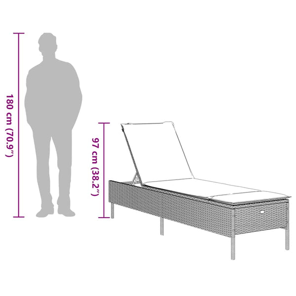 Vidaxl 3 Piece Sun Lounger Set With Cushion Black Poly Rattan Other Patio & Garden Furniture