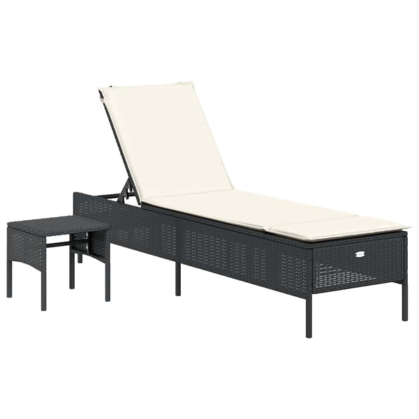 Vidaxl 3 Piece Sun Lounger Set With Cushion Black Poly Rattan Other Patio & Garden Furniture
