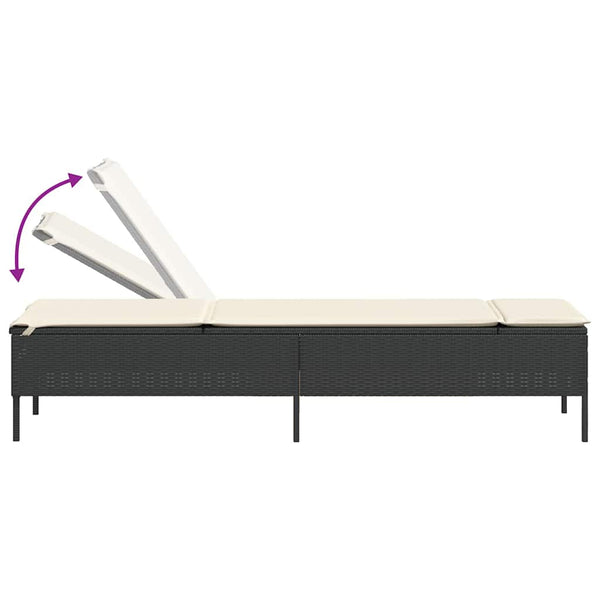 Vidaxl 3 Piece Sun Lounger Set With Cushion Black Poly Rattan Other Patio & Garden Furniture